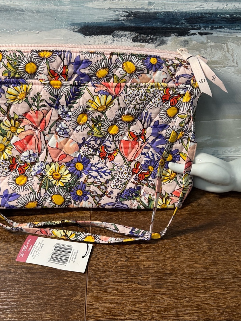 Vera Bradley -Floral Quilted Wristlet Bag - Pink Daisy Print